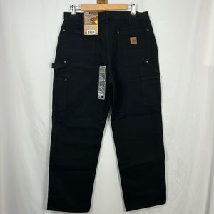 Carhartt Washed Duck Double-Front Work Dungaree in Black.  Size 34x30